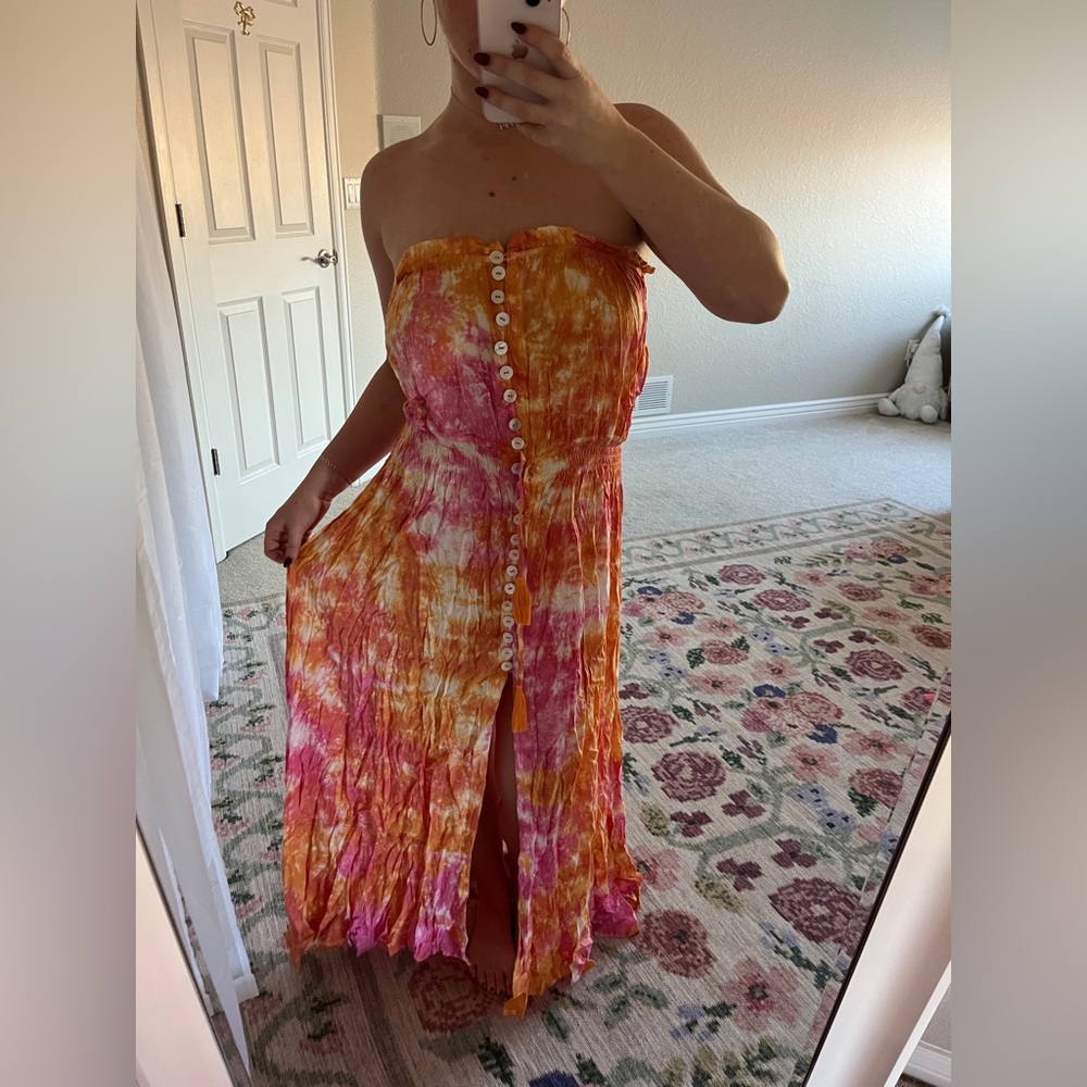 Tiare Hawaii Tie-Dye Strapless Maxi Dress